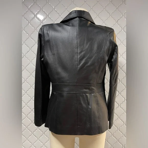 Croft & Barrow Black Leather Jacket, EUC, size M - Picture 2 of 14
